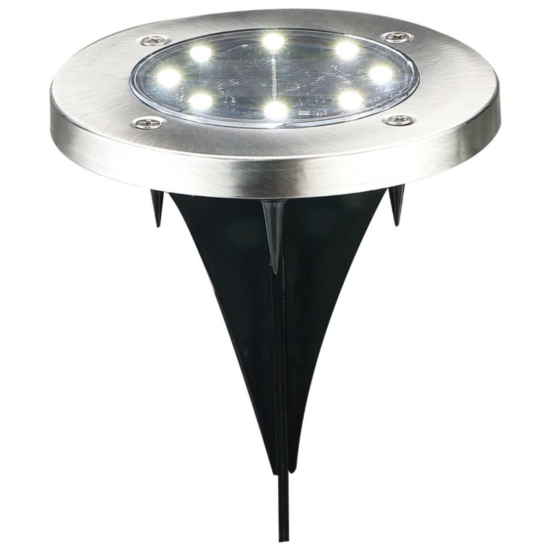 Lampa ogrodowa solarna wbijana Polux Sol srebrna satyna LED 6000K IP44 wym: 13 x 11,5 x 11,5 cm - 1 szt.