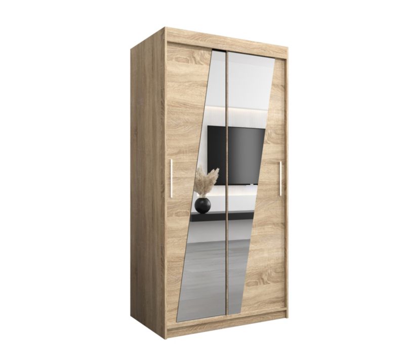 Szafa przesuwna Garderoba Abiks RHOMB 100 dąb sonoma + dąb sonoma 1 szt.