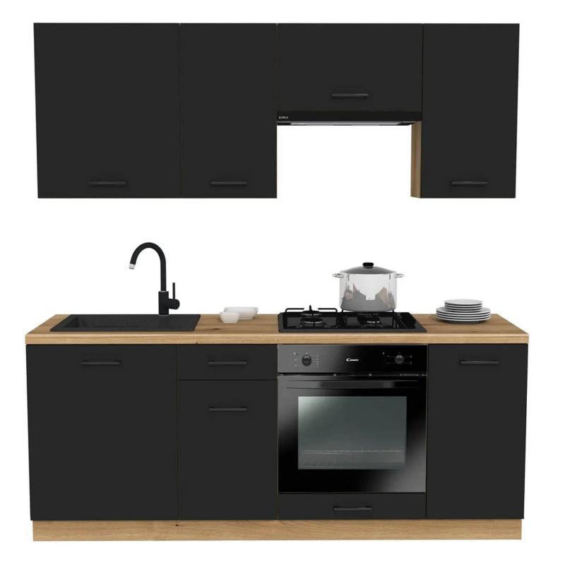 Meble Mebel Elite MODERN Kuchenne Zestaw Mebli Na Wymiar Modułowe Czarny 200 1 szt