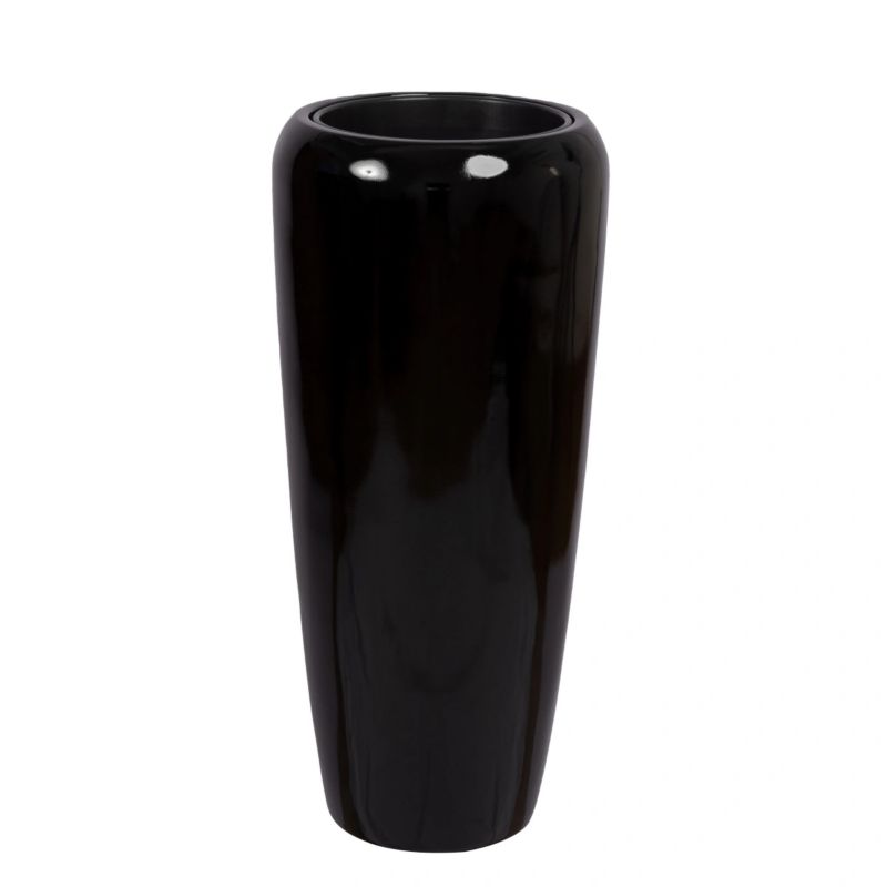 Doniczka Lechuza Z Włókna Szklanego Na Taras Do Domu D982B Czarny Połysk 1 szt