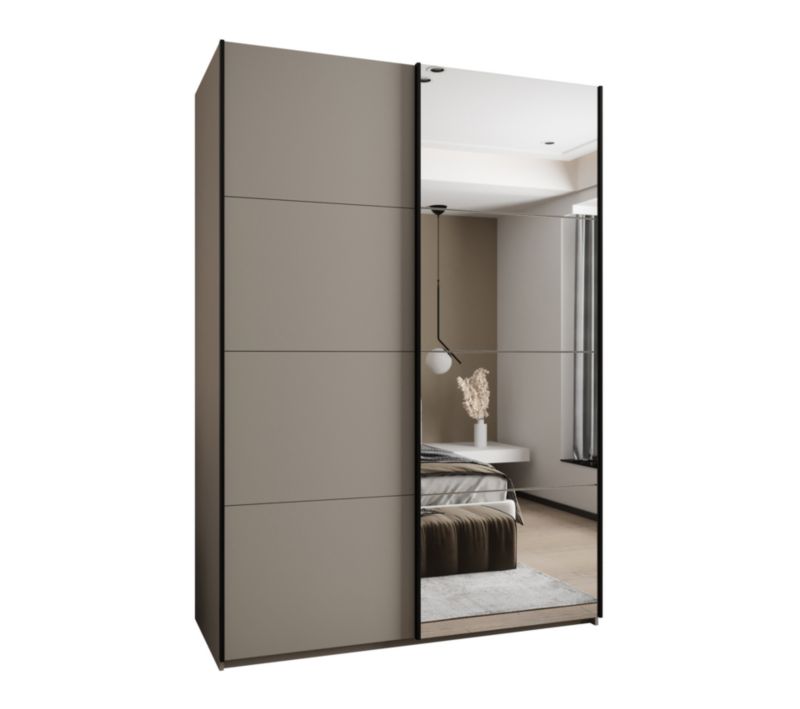 Szafa przesuwna Abiks LUX 3 wysoka szer.180cm kaszmir/kaszmir/czarny 1szt.