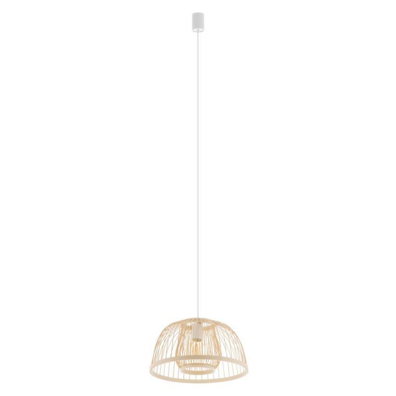 Lampa wisząca Nowodvorski Lighting Krabi naturalne drewno-biała wym: 160 x 40 x 40 cm 1xE27 x 25W 1 szt.