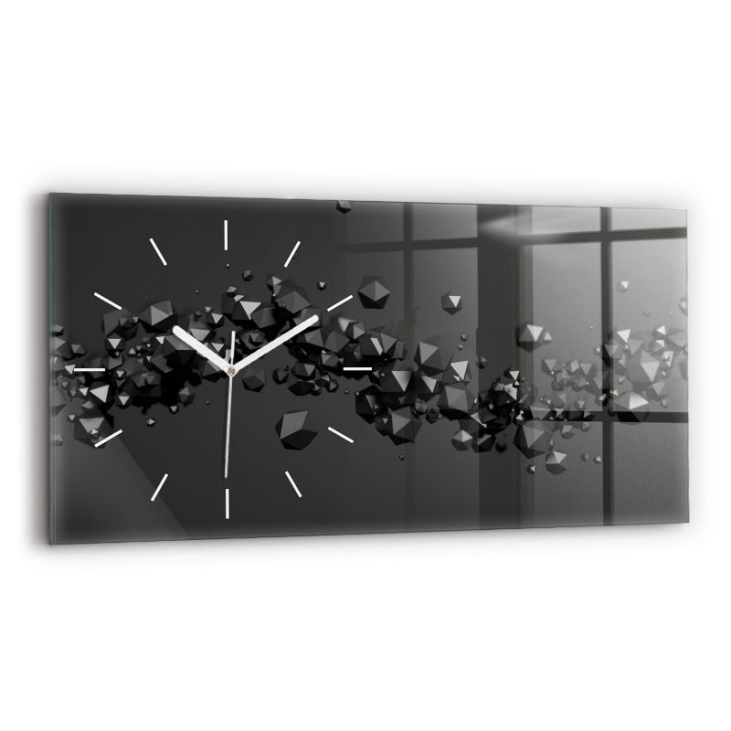 Zegar szklany białe wskazówki Wallfluent 60x30 cm Czarna abstrakcja 1 szt.
