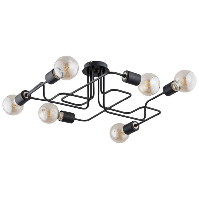 Lampa sufitowa Alfa Hook czarna wym: 19 x 53 x 63 cm 6xE27 x 60W 1 szt.