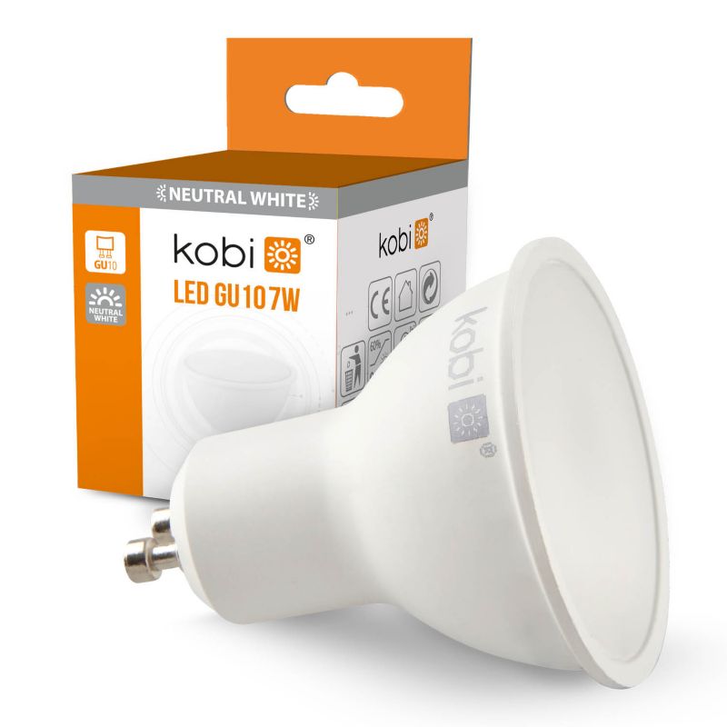 Żarówka LED GU10 7W Kobi barwa neutralna 4000K 10szt.