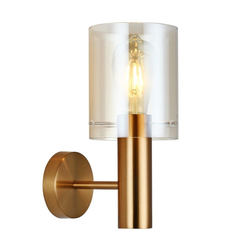 Kinkiet ścienny Italux Sardo mosiądz-złoty-bursztynowy styl nowoczesny 1 x E27 x IP20 wym: 29 x 13 x 15 cm - 1 szt.