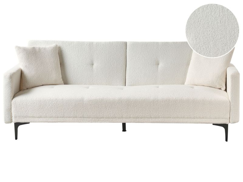 Sofa rozkładana Lucan Złamana biel Boucle 1 szt.