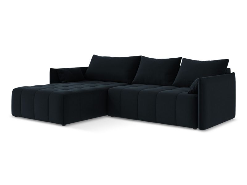 Narożnik lewostronny z funkcją spania LaMiaSofa BOLSENA z tkaniny welwetowej 260x180 cm królewski niebieski 1 szt.