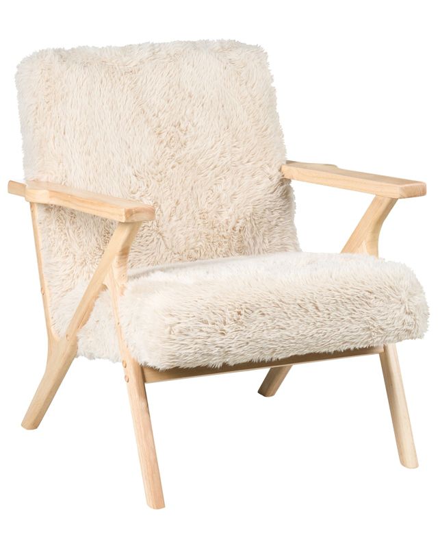 Fotel Kisa Sztuczne futro Jasnobeżowy 1 szt.