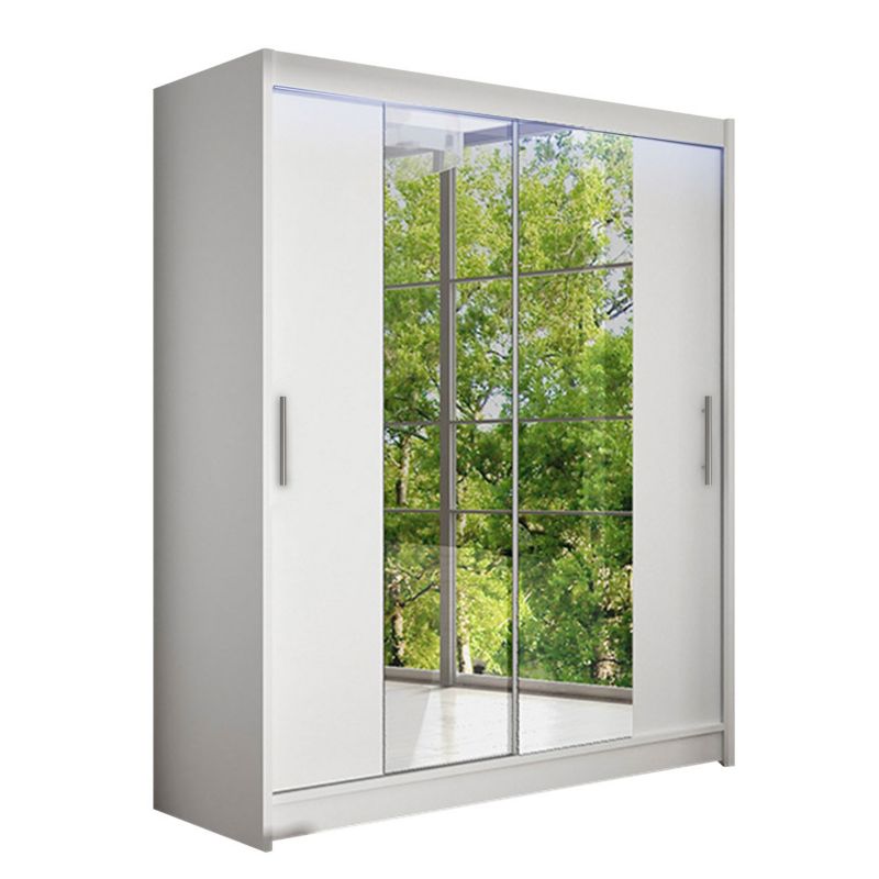 Szafa MIRJAN 24 z drzwiami przesuwnymi Presto II z oświetleniem RGB biały/lustro 1 szt.