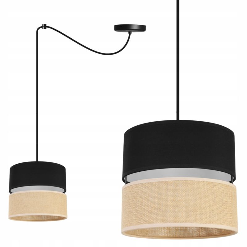 Lampa sufitowa wisząca Light Home LH Juta Pająk 1x E27 60W abażur 20cm tkanina czarny 1szt.