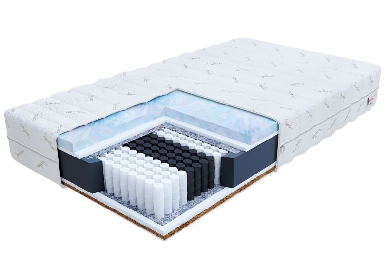 Materac multipocketowy FDM SAVA 180x200 sprężyny multipocketowe, kokos i pianka termoplastyczna BUBBLEGUM 1 szt.