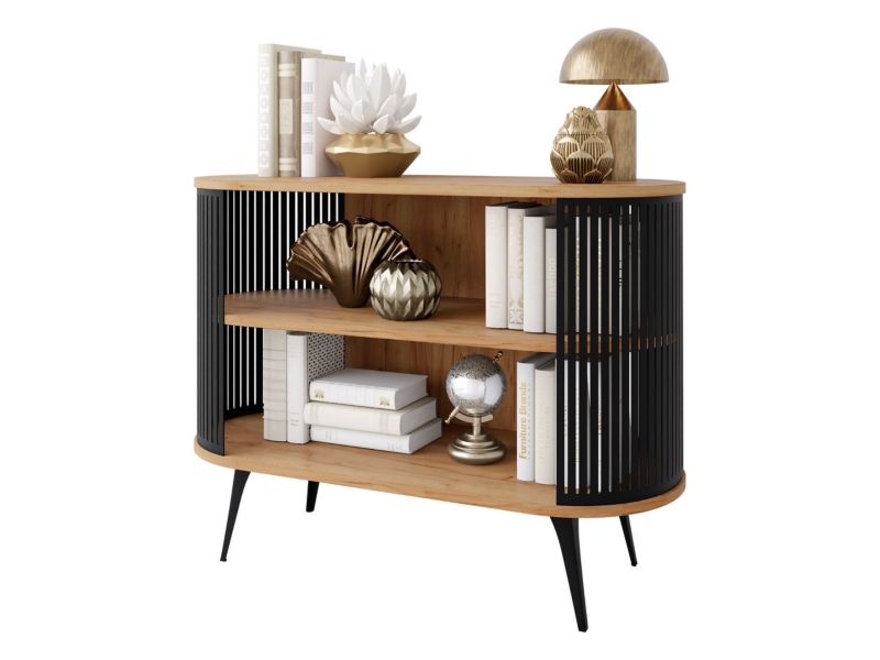 Komoda MIRJAN 24 Roenni czarny/dąb craft złoty 1 szt.