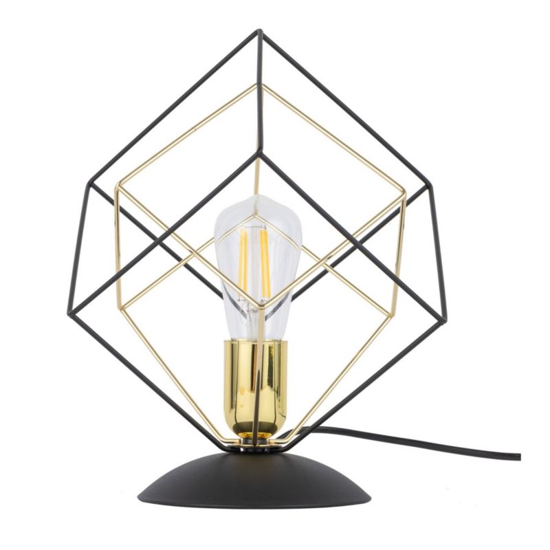 Lampa stołowa TK-Lighting Alambre czarna-czarna-złoty 1 x E27 x 15W IP20 wym: 28.5 x 28 x 28 cm metal - 1 szt.