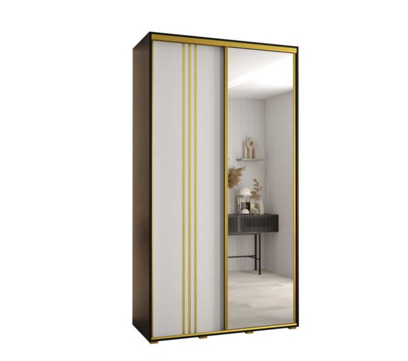 Szafa przesuwna Abiks DAVOS 7 wysoka szer.140cm gł.45cm czarny/biały/złoty 1szt.