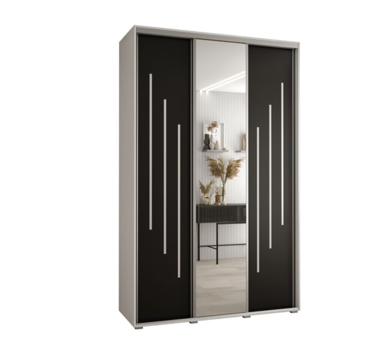 Szafa przesuwna Abiks DAVOS 9 wysoka szer.150cm gł.60cm biały/czarny/srebrny 1szt.