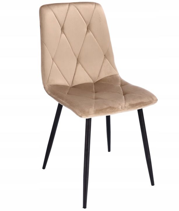 Krzesło welurowe JUMI tapicerowane beżowe do jadalni salonu kuchenne wygodne 1 szt.