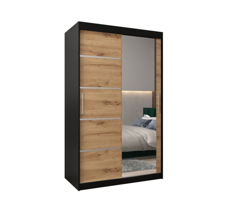 Szafa przesuwna Garderoba Abiks Verona 2 120 czarny + artisan 1 szt.