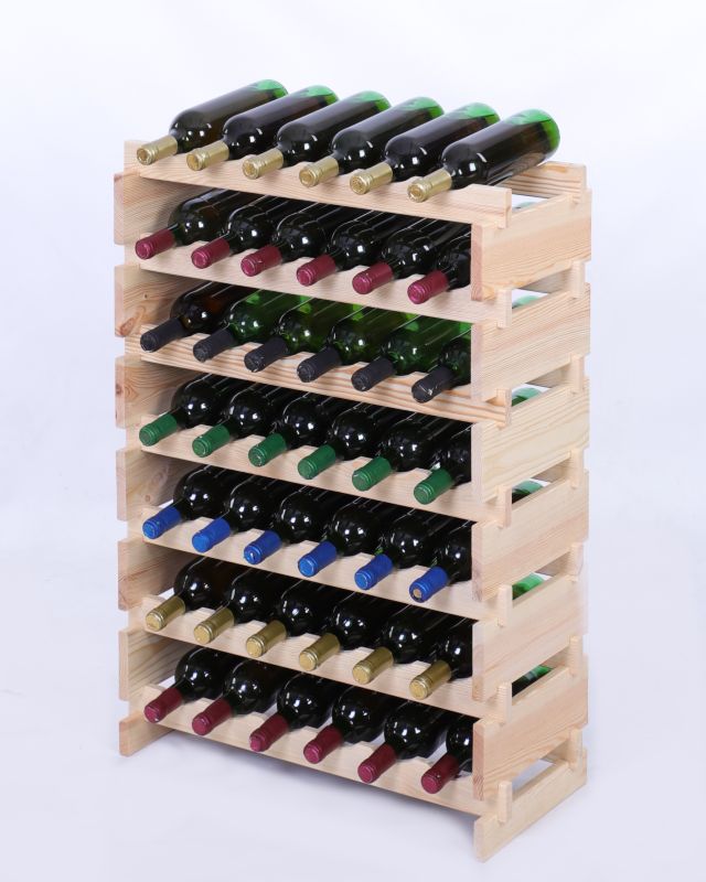 Stojak na wino MODO24 regał modułowy na butelki 7 leżni x 6 butelek montaż bez narzędzi naturalne drewno 1 szt.