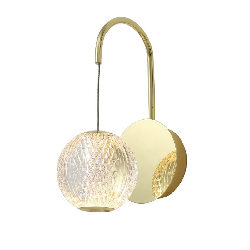 Kinkiet ścienny Italux Rosario złoto-przezroczysty styl klasyczny LED 4.2W 3200K 280lm IP20 wym: 27 x 12 x 18 cm - 1 szt.