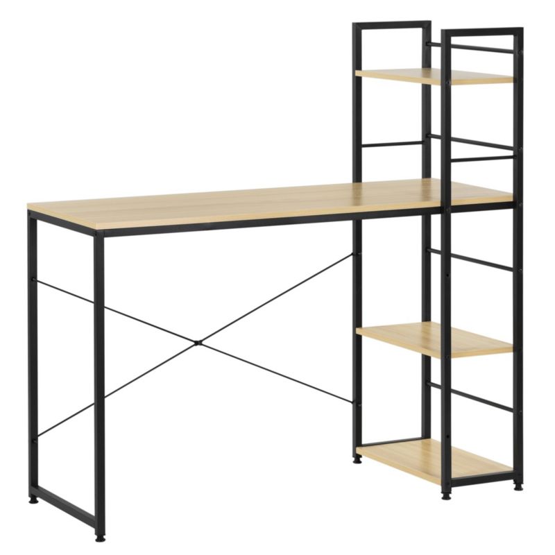 Biurko metalowe z półkami, industrialne Springos stolik komputerowy 120x48x122 cm jasny brąz 1 szt.