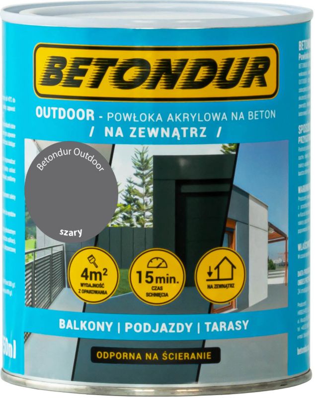 Farba do betonu Betondur Outdoor szara 0,75 l