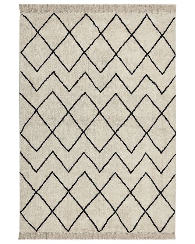 Dywan bawełniany 160 x 230 cm beżowo-czarny Eldes 1 szt.