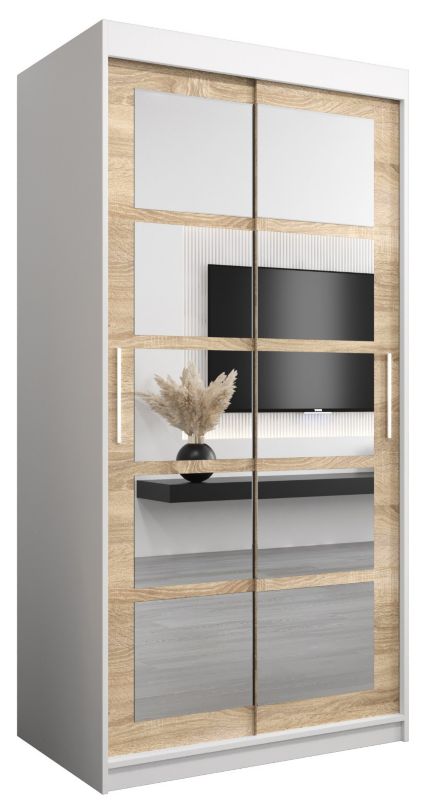 Szafa przesuwna Abiks ROMA 2 100 biały mat + sonoma 1 szt.