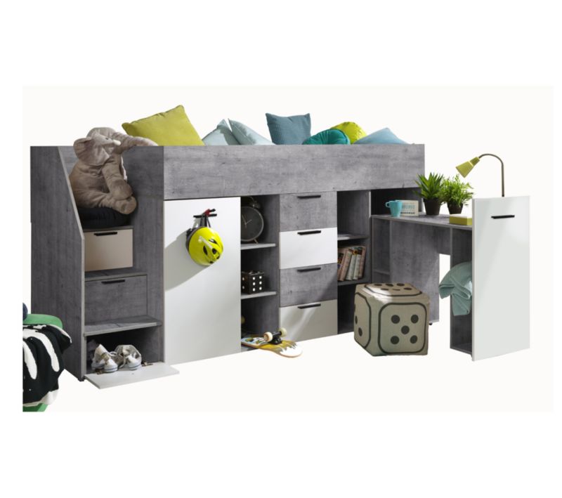 Łóżko piętrowe Antresola Abiks KONKRET 3 biały lewe 1 szt.