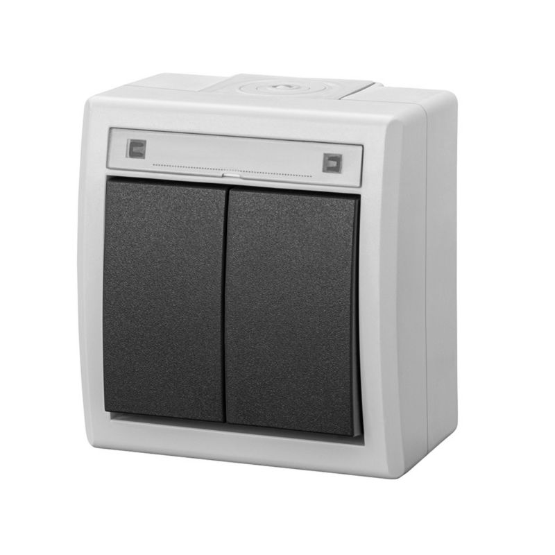 Łącznik świecznikowy natynkowy hermetyczny szary IP55 Aquant 2K 5002-10