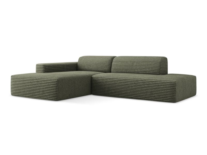 Narożnik prawostronny LaMiaSofa BOVA z tkaniny sztruksowej 240x90 cm oliwkowy 1 szt.