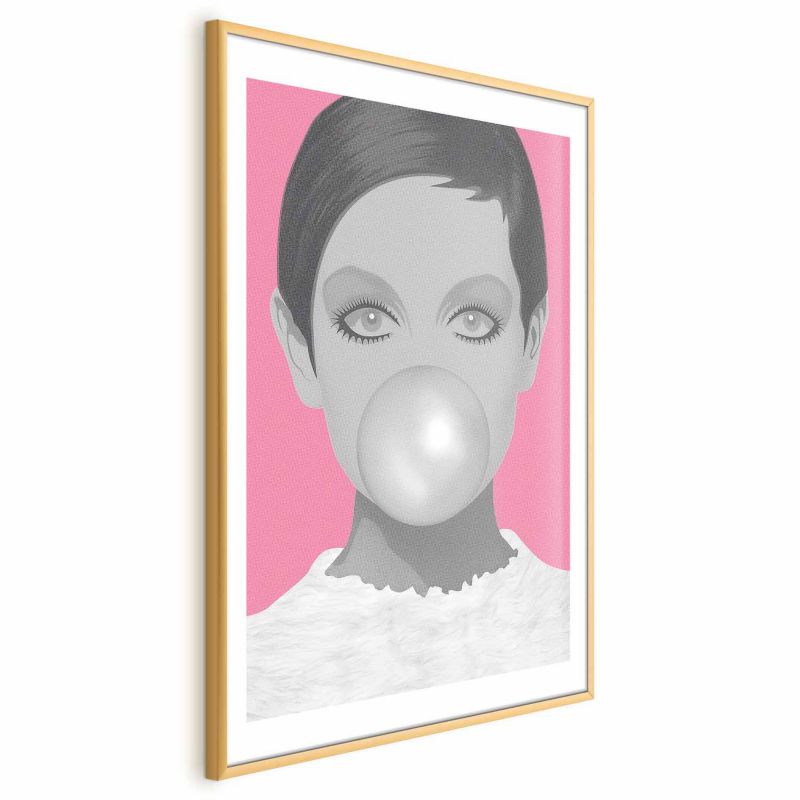 Plakat Artgeist Guma balonowa 21x30 cm z ramą złotą 1 szt