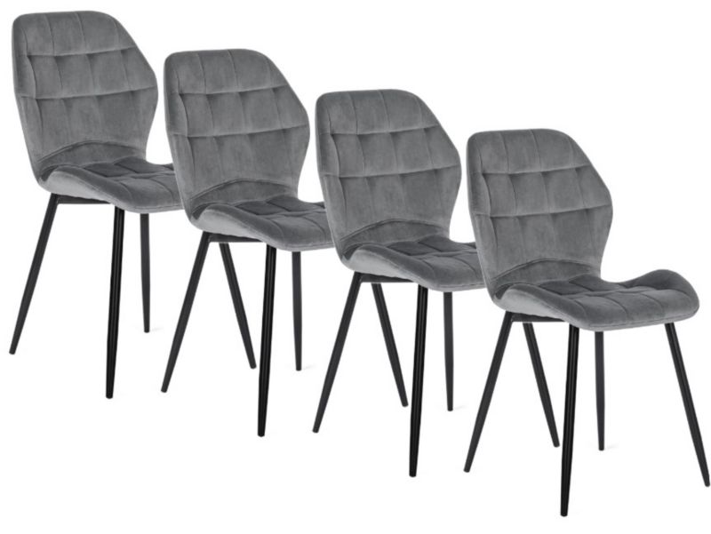 Zestaw 4x Krzesła Tapicerowane Lucky Szare Mebel Elite Do Salonu Jadalni 1 kpl