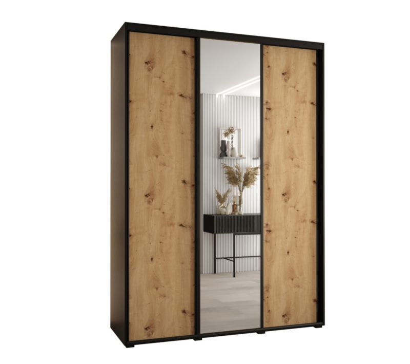 Szafa przesuwna Abiks DAVOS 3 wysoka szer.170cm gł.60cm czarny/artisan/czarny 1szt.