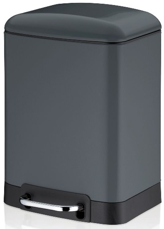 Kosz na śmieci Kela Davino 6L ciemnoszary metalowy z pedałem, cichy domyk, 1 szt.