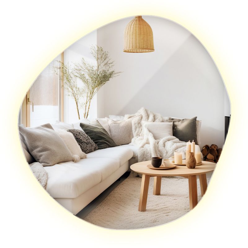 Lustro do Łazienki LED ArtPrintCave 87x86 cm Nowoczesne Nieregularne Ścienne Neutralne 1 szt.