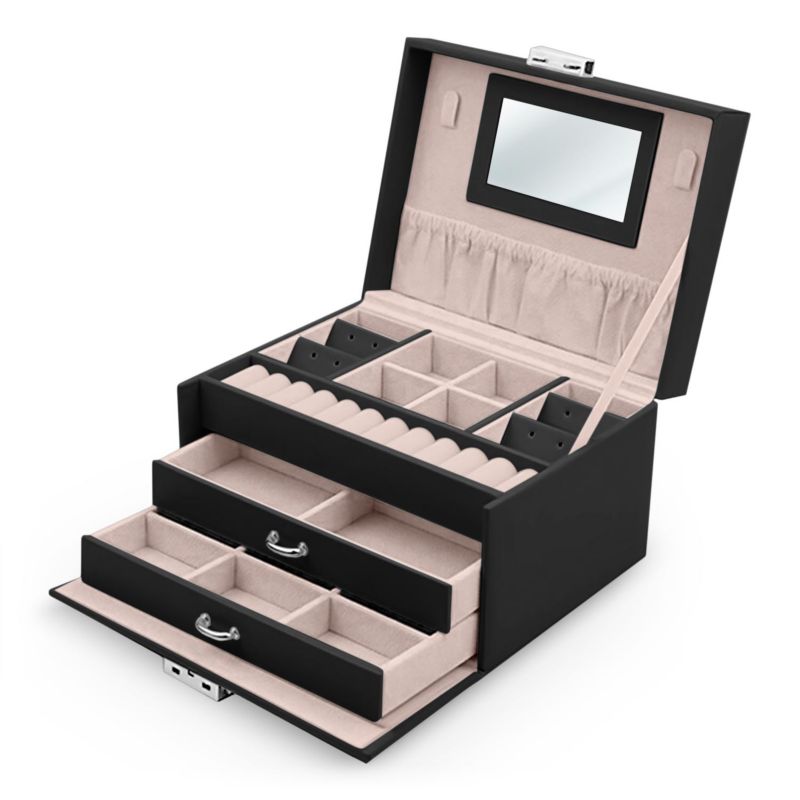 Pudełko szkatułka na biżuterię Massido MS-700 kuferek organizer czarny 1szt.