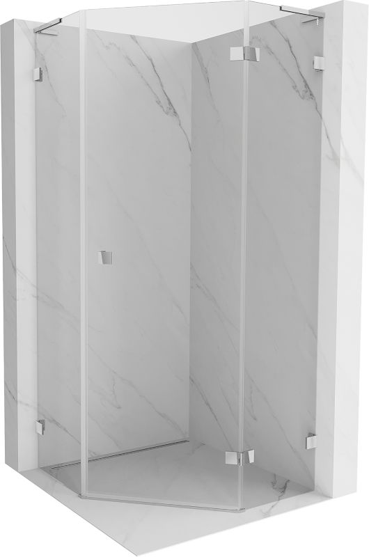 Kabina prysznicowa Mexen Lunar L pięciokątna uchylna prawa 100 x 100 cm transparent chrom 1 szt.