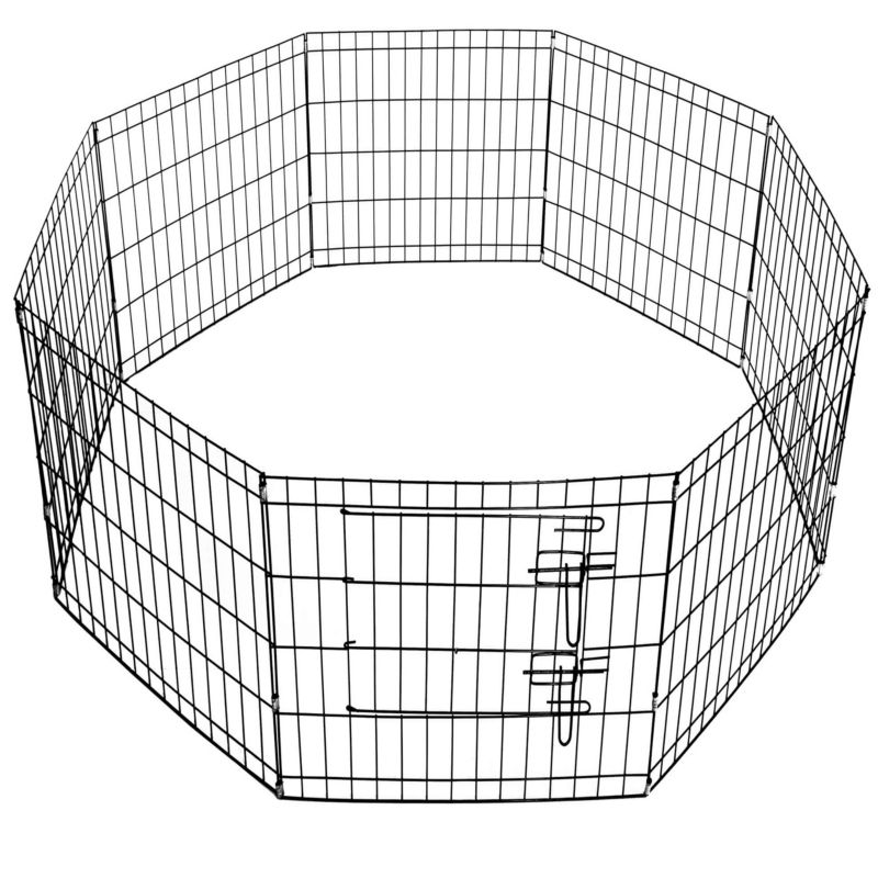 Kojec dla zwierząt Springos metalowy wybieg dla szczeniaków klatka dla psa 155x61 cm czarna 1 szt.