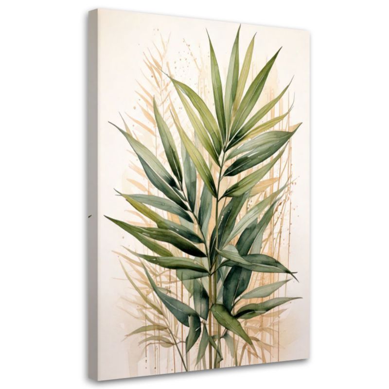 Obraz na płótnie Feeby Zielone Liście Akwarela Beżowa Natura 40x60cm 1szt