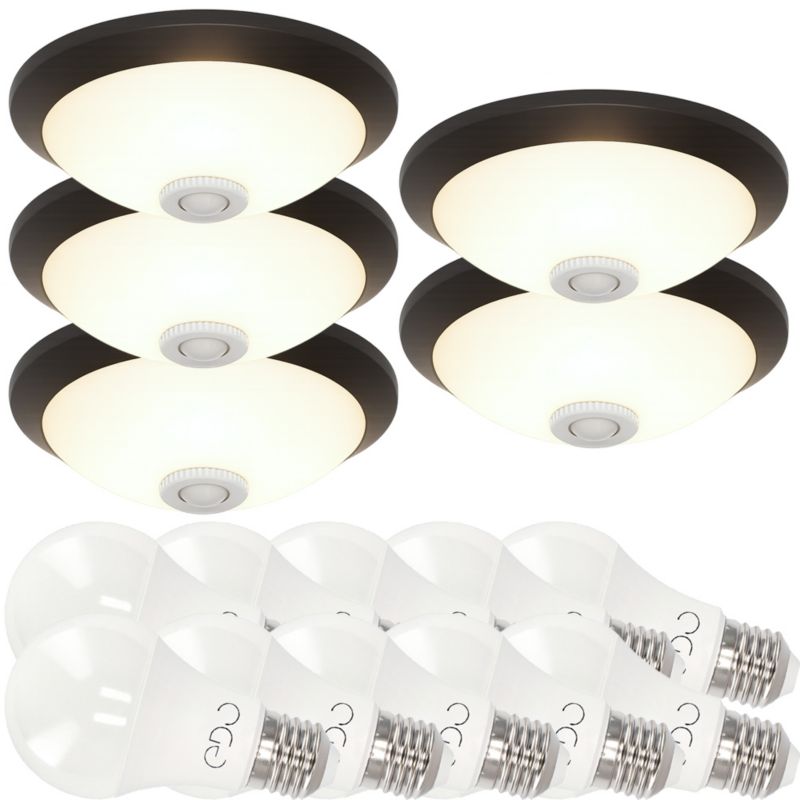 5x Plafon Horoz z czujnikiem ruchu 360 Czarny E27 400.010.143 + 10 x żarówka 11W 1050lm 4000K - 1 kpl