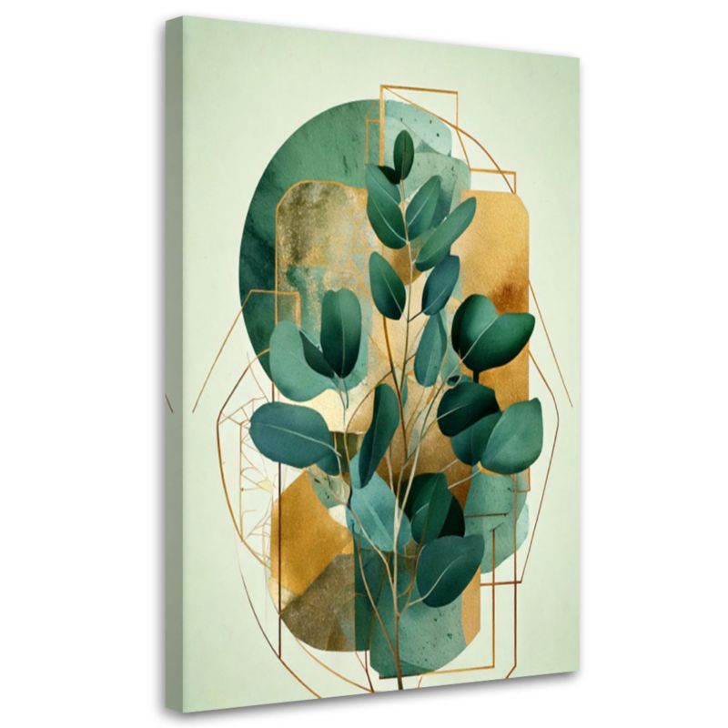 Obraz na płótnie Feeby Gałązka Liście Geometryczne Abstrakcja 80x120cm 1szt