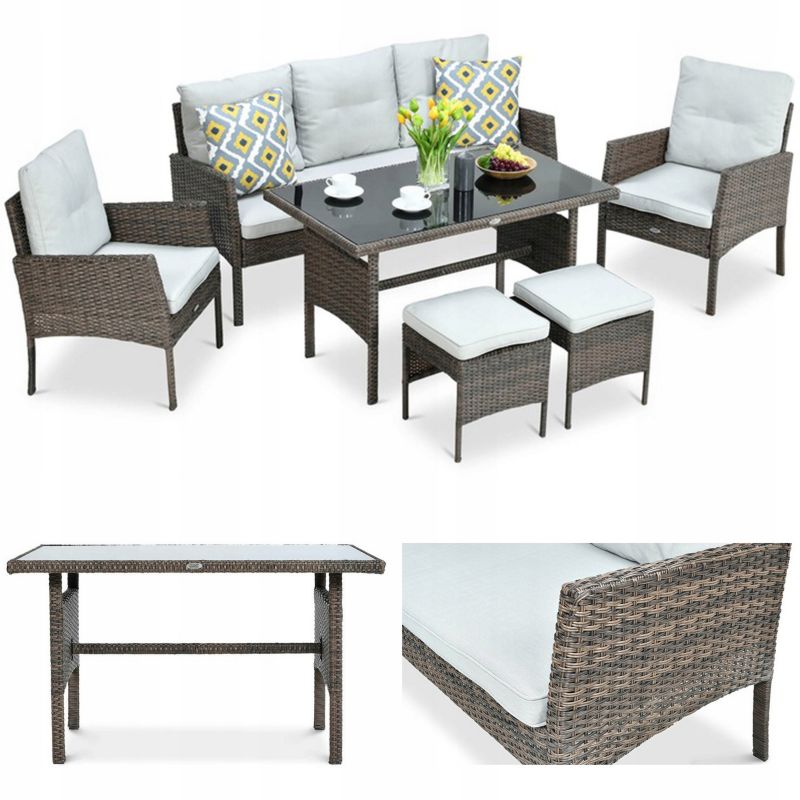 Zestaw Mebli Ogrodowych Focus Garden Wypoczynkowych Technorattan Cortina Narożnik Brązowy 1 szt