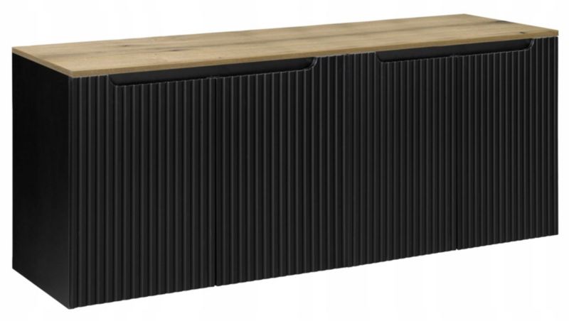 Szafka pod Umywalkę Furnidea 160 cm Wisząca z Blatem Nova Black Czarna 1 szt.