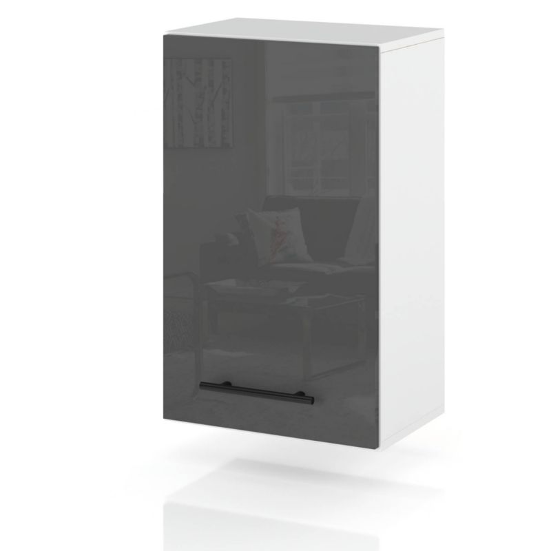 Szafka Kuchenna Hurtownia-Mebli Wisząca W40 sPremium 40cm Biały Mat Szary Połysk 40x32x72 cm 1szt.