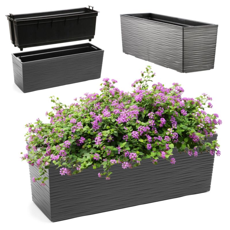 Doniczka KADAX Skrzynka Balkonowa + Wkład 19x56cm Grafit 1szt.