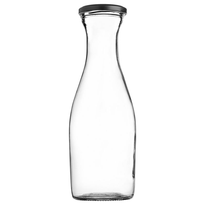 Butelka szklana karafka Valli KADAX z czarną matową zakrętką 1L 2 szt.