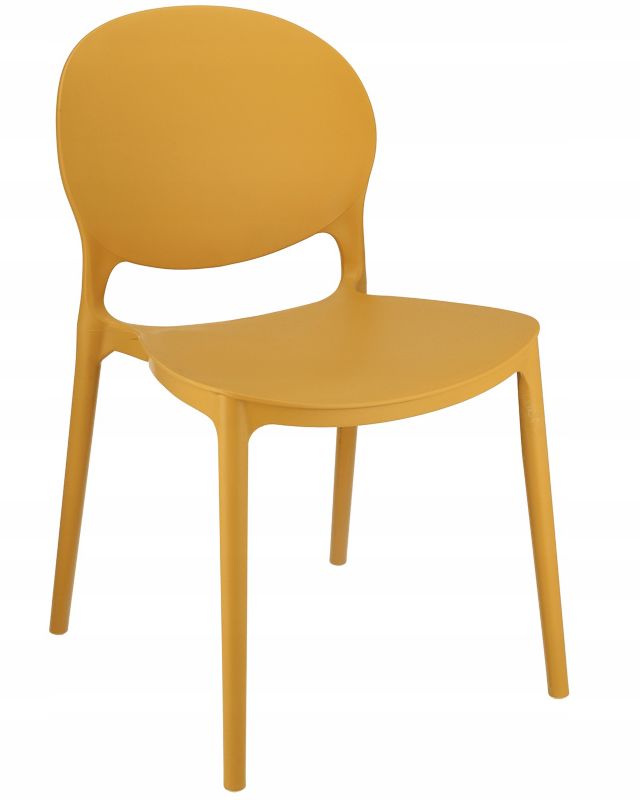 Krzesło plastikowe JUSTIN wygodne kuchenne do jadalni ogrodu musztardowe 1 szt.
