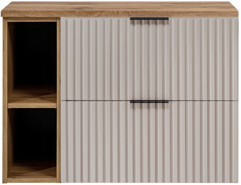 Szafka łazienkowa Furnidea 80 cm wisząca z blatem dąb Wotan kaszmir Flow 1 szt.