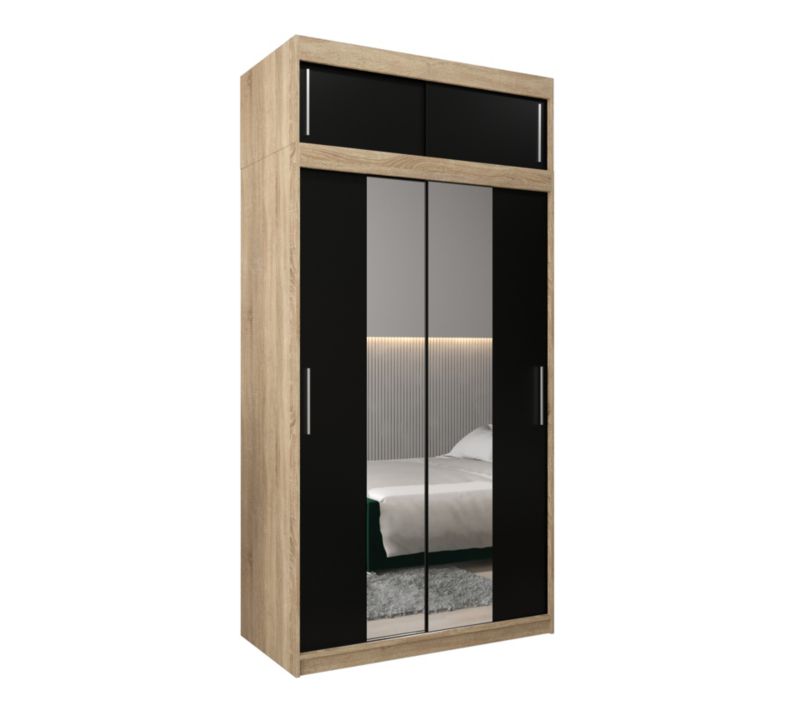 Szafa przesuwna Garderoba Abiks Tokyo 1 120 sonoma + czarny z nadstawką 1 szt.